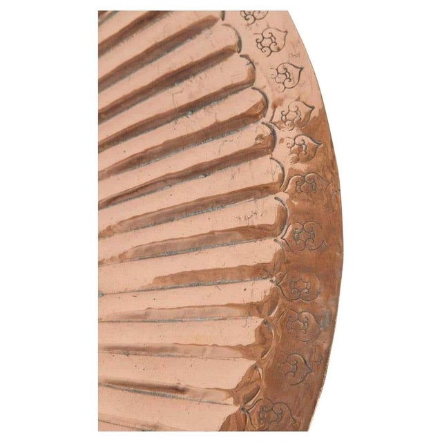 Antique Hand-Hammered Copper Tray, Geometric Design, India, 1940s For Sale - Image 4 of 11