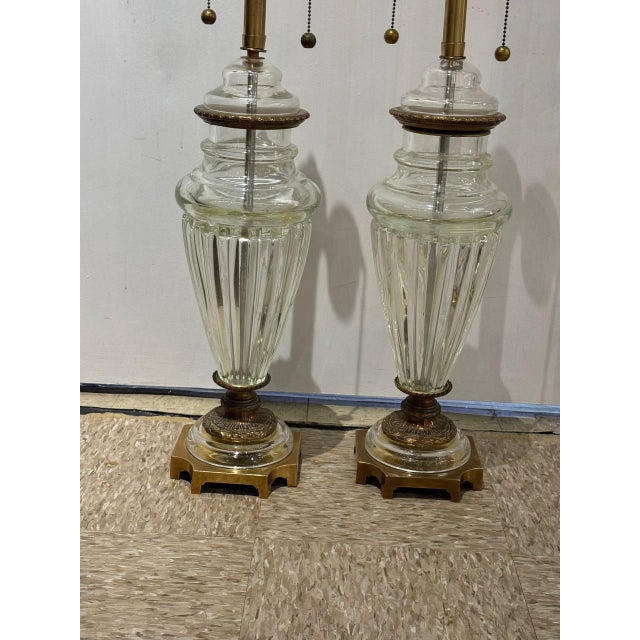 1940s 1940 Crystal Table Lamps Pair For Sale - Image 5 of 6