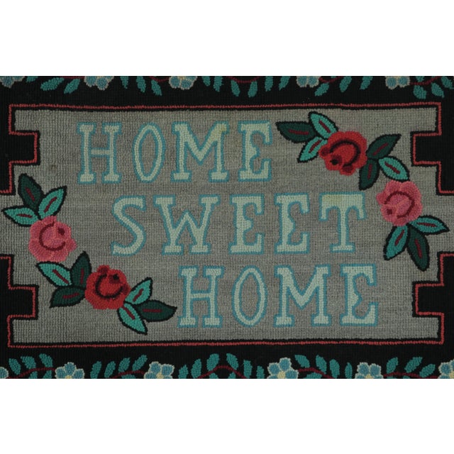 This 2x3 antique gift-sized hooked rug is a new addition to Rug & Kilim's growing collection of collectible works—a...