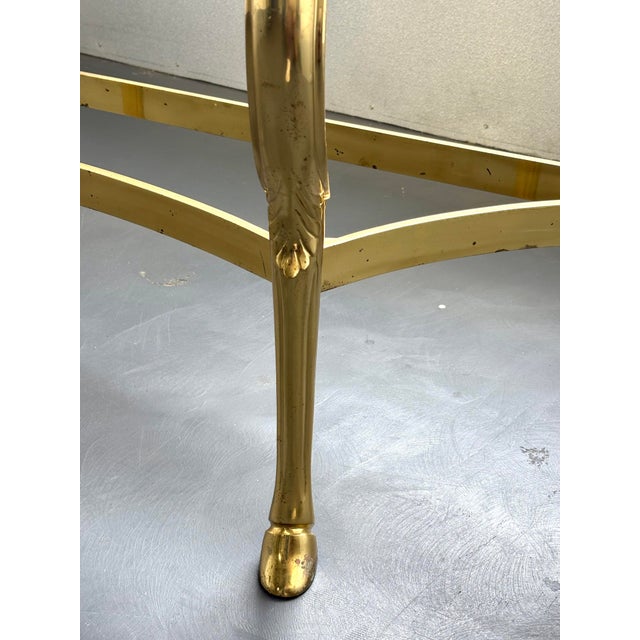 Vintage Brass Sea Horse and Glass Demi Lune Console Table For Sale - Image 9 of 11