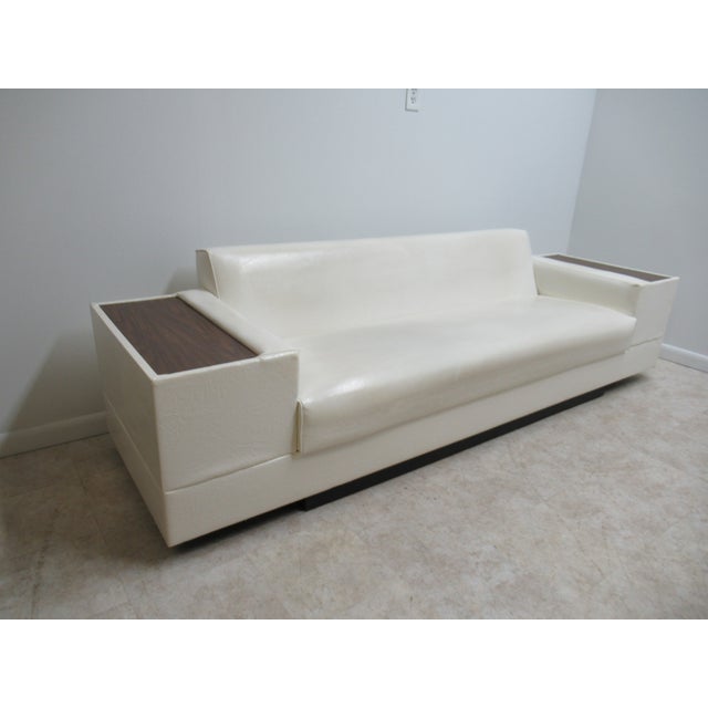 Vintage Mid Century White Vinyl Commander Sofa Chairish