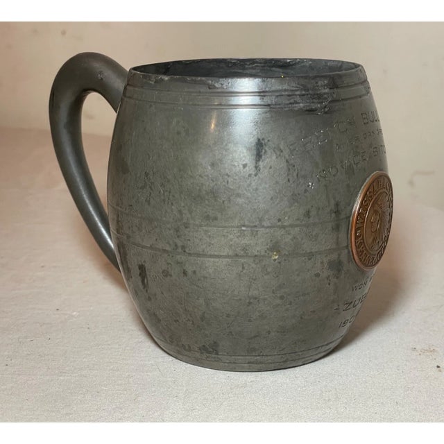 Metal Antique 1904 French Bulldog Kennel Dog Pewter Bronze Trophy Award Mug Caldwell For Sale - Image 7 of 10