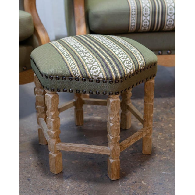 Pair of Attributed to Henning Kjærnulf Danish Oak Lounge Chairs With Ottoman, C. 1960s For Sale In Columbus - Image 6 of 18