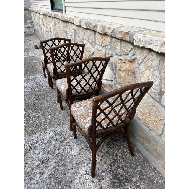 Set of 4 Vintage Diamond Lattice Backed Side Chairs For Sale - Image 9 of 10