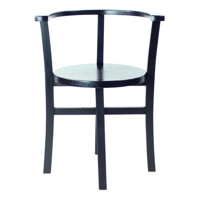 Black Oak Club Armchair, Former Czechoslovakia, 1930s For Sale