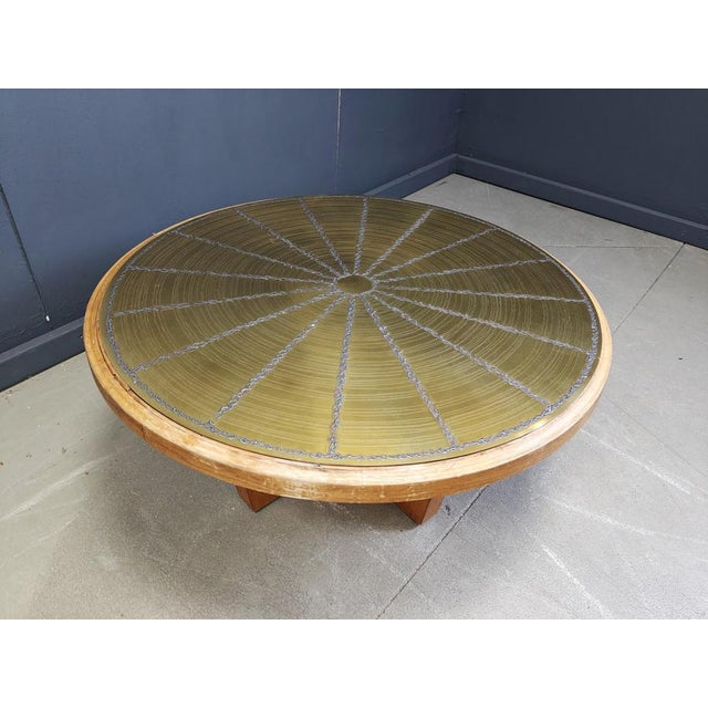 Wood Scandinavian Etched Brass Coffee Table, 1960s For Sale - Image 7 of 12