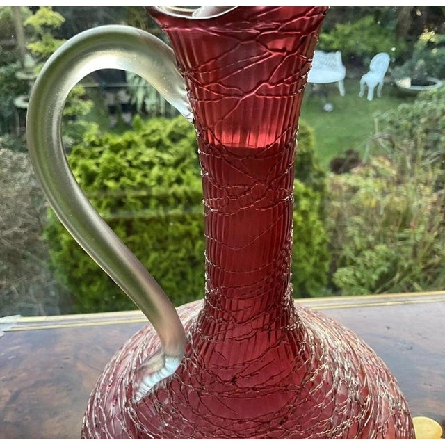 Glass Antique Rosa Chine Claret Jugs Ewers from Loetz, 1890, Set of 2 For Sale - Image 7 of 15