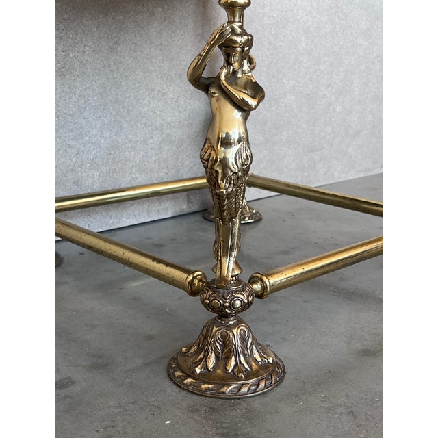 Mid 19th Century Italian Bronze Square Side Table With Green Marble Top, Circa 1845 For Sale - Image 5 of 9