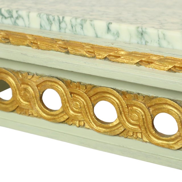 Antique Louis XVI Gilded Console Side Table in Green Marble, 1890s For Sale - Image 17 of 18