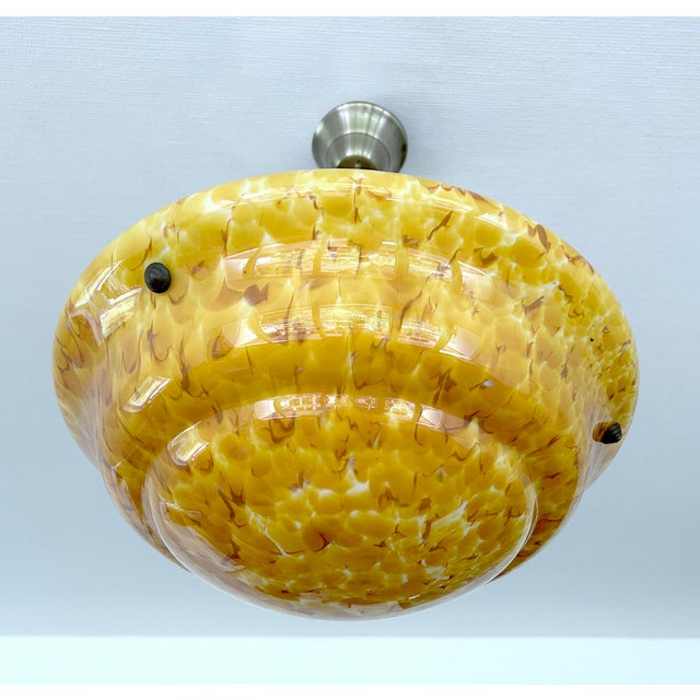 Art Deco Amber Glass Pendant Light, 1930s For Sale - Image 17 of 18