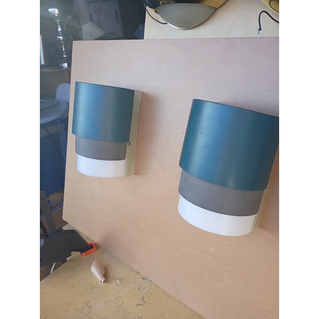 Hollywood Regency Custom Made a Pair of Color Wall Sconces. W For Sale - Image 3 of 8