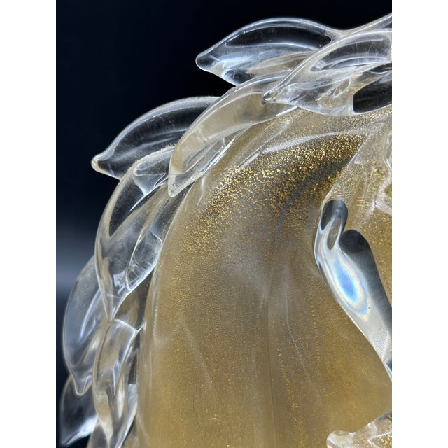 Horse Head Sculpture in Sommerso Glass and Gold by Archimede Seguso, Murano, 1950s For Sale - Image 6 of 11