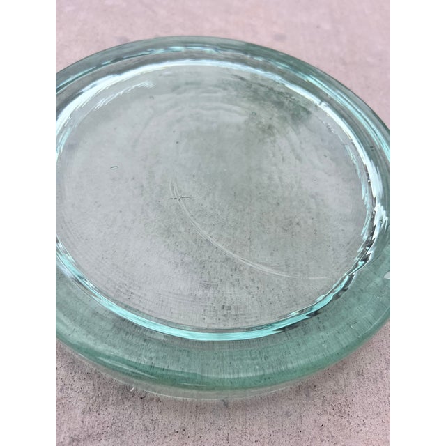 Vintage 8.6" Chunky Hand-Blown Recycled Green Glass Catchall Bowl /Tray For Sale - Image 4 of 6