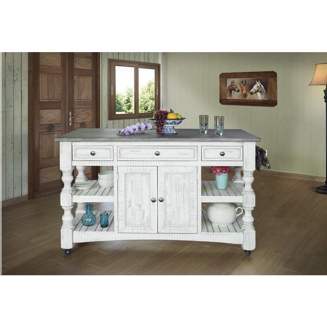 Stonegate Solid Pine Wood Kitchen Island For Sale - Image 4 of 6