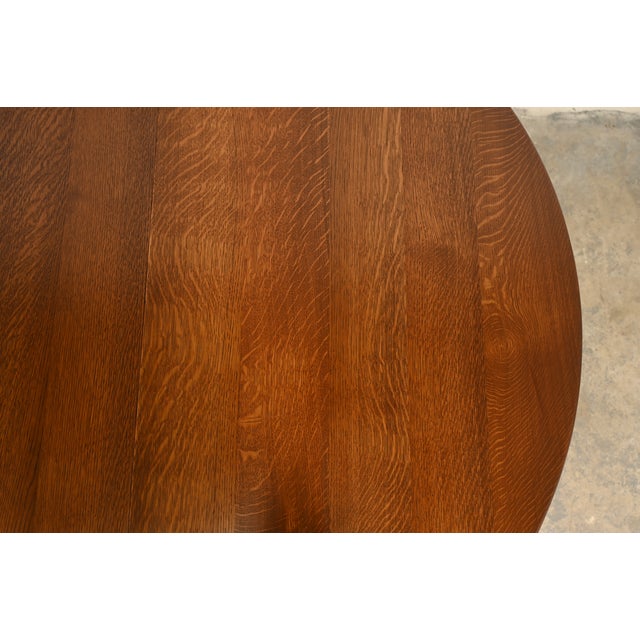Limbert Antique Mission Oak Arts & Crafts Five-Leg Extension Dining Table, Newly Refinished For Sale - Image 11 of 15
