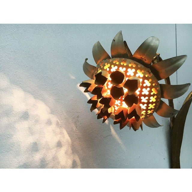 Gold Mid-Century Italian Metal Sunflower Wall Lamp, 1960s For Sale - Image 8 of 18