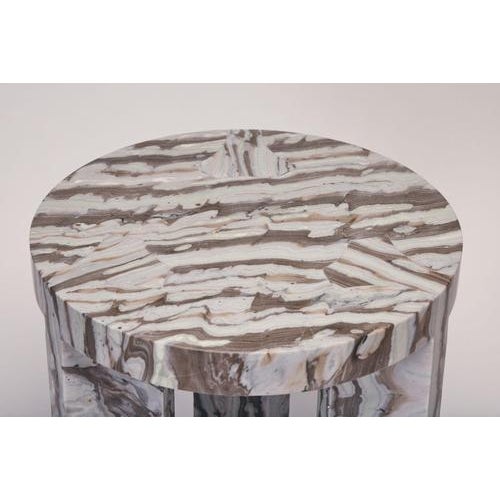 Bamboo and Marble Carrara Side Table Inlay by Reda Amalou Design For Sale - Image 4 of 8