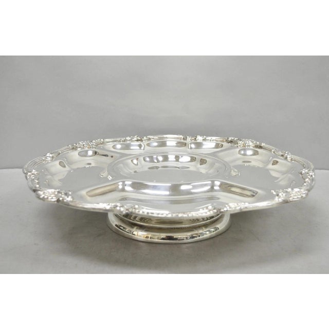 Victorian Vintage Victorian Silver Plated Lazy Susan Revolving Serving Platter Party Tray For Sale - Image 3 of 14