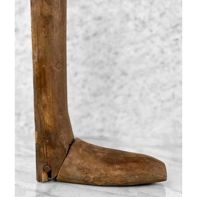 Wood Antique Primitive Wood Cobblers Boot Form Prosthetic Leg For Sale - Image 7 of 11