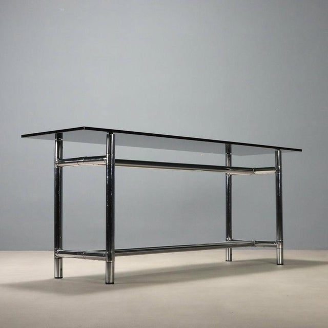 Black Console Table with Black Glass Top, 1980s For Sale - Image 8 of 9