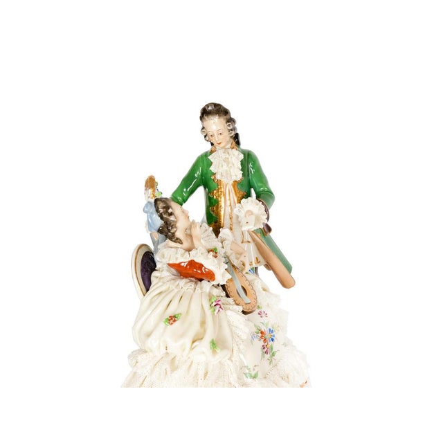 Porcelain Figure of Couple Playing Lute from Capodimonte, Early 20th Century For Sale - Image 5 of 9