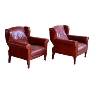 1990s Pair of Ralph Lauren Leather Club Chairs For Sale