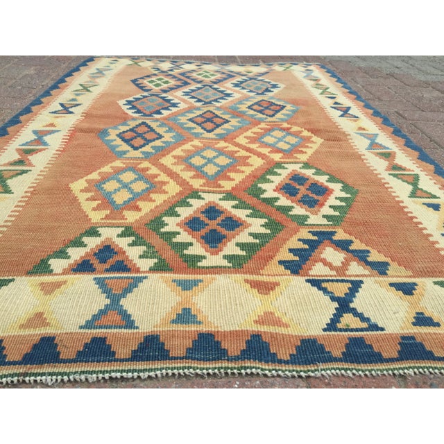 Vintage Turkish Kilim Rug - 3′5″ × 4′11″, 04 For Sale - Image 4 of 8