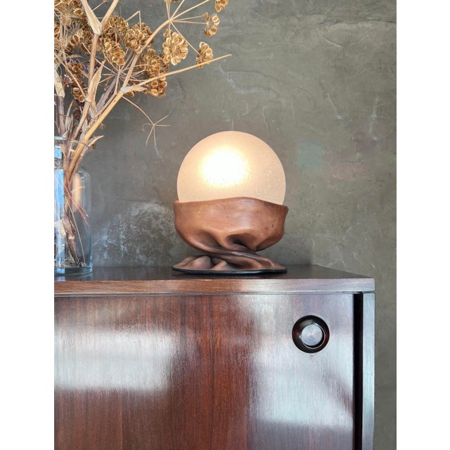 Brown Table Lamp in Leather and Frosted Glass from Nova Tecno, Italy, 1970s For Sale - Image 8 of 9