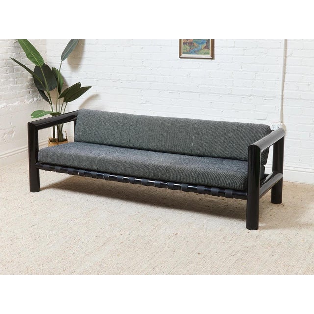 Mid-Century Modern Vintage 1970s Black Lacquered Sofa For Sale - Image 3 of 12