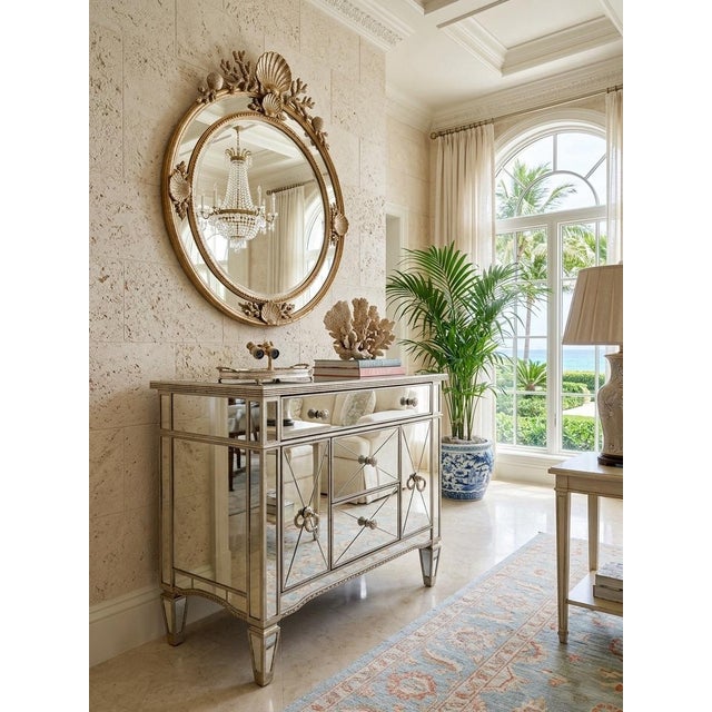 Silver Vintage Mirrored Chest With Patinated Silver Finish For Sale - Image 8 of 8