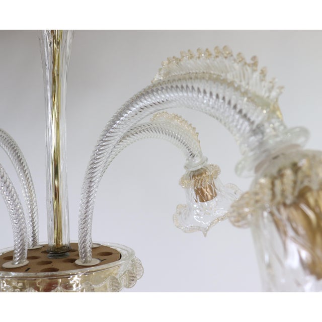 Transparent Vintage Baroque Style Floral Gold Inflused Cristallo Murano Chandelier For Sale - Image 8 of 12