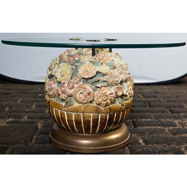 Brown Hand Carved Wood Floral Ball Table by Sarreid Ltd For Sale - Image 8 of 11
