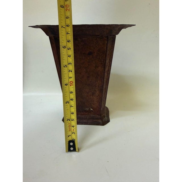 Copper Vintage Arts & Crafts Patinated Copper Tapered Faceted Vase / Planter For Sale - Image 8 of 8