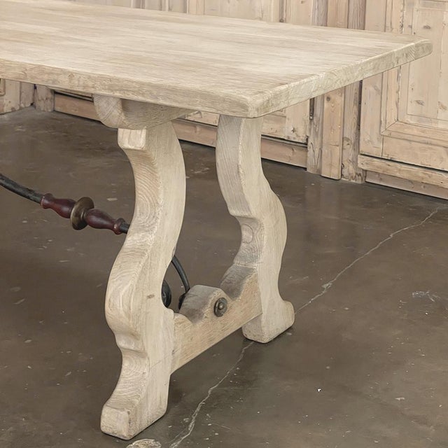 Vintage Spanish Dining Table With Wrought Iron in Solid Stripped Oak For Sale - Image 16 of 18