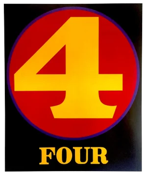 Robert Indiana Vintage 1988 Pop Art Lithograph Calendar Print " Number 4 " 1964