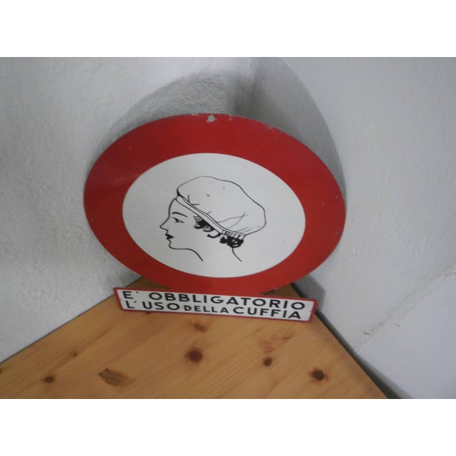 Industrial Sign Mandatory Use of Swimming Caps, 1950 For Sale - Image 3 of 10