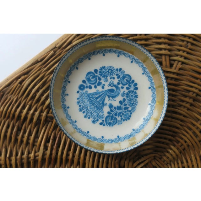French Country Austrian Porcelain Enamel Bowl Jewelry Dish Peacock Bird For Sale - Image 3 of 11
