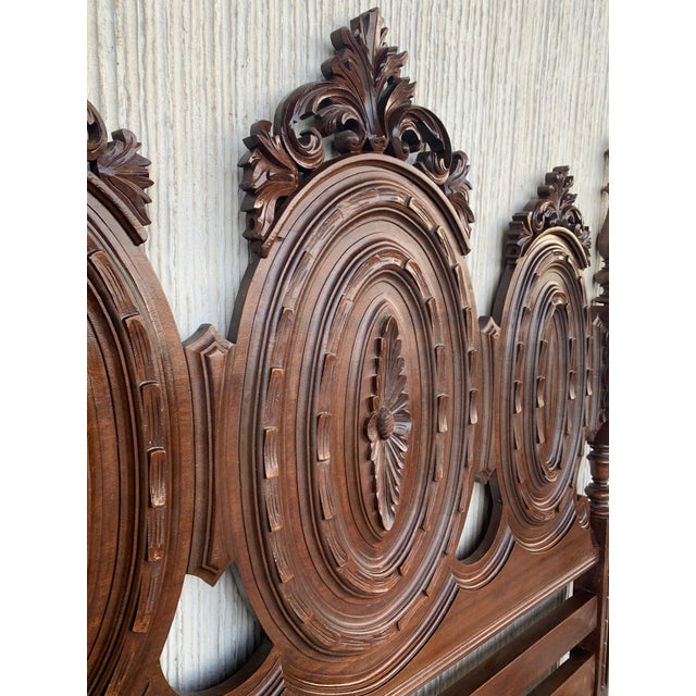 Early 20th Carved Medallions Full Bed, Original Four Poster Lisbon Bed For Sale - Image 12 of 18