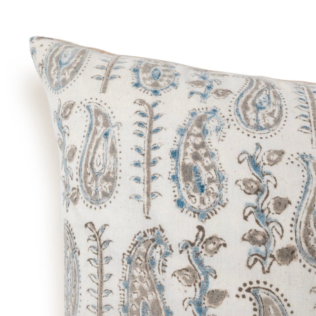 Pair of Handcrafted Linen Pillow With Vintage Aso Oke Textile and Down Insert For Sale - Image 15 of 17