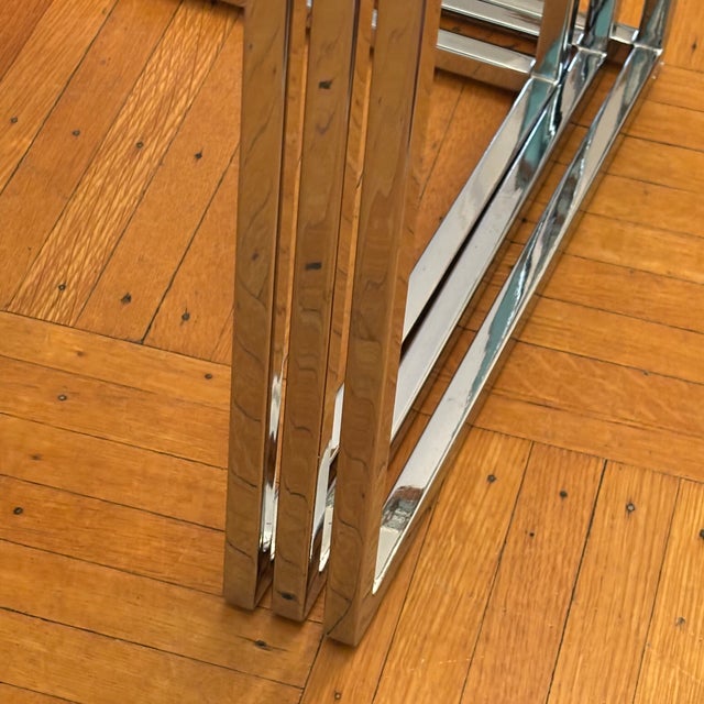 Chrome Mid-20th Century Milo Baughman-Style Chrome Nesting Tables -- A Set For Sale - Image 8 of 17