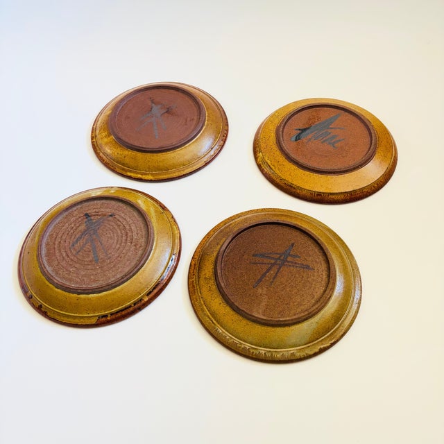 Vintage Studio Pottery Salad Plates - Set of 4 For Sale - Image 11 of 13