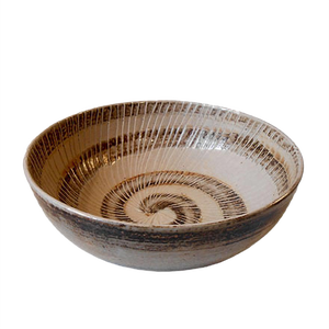Large Stoneware Bowl with Spiral Motif by Gerd Bøgelund for Royal Copenhagen, 1950s