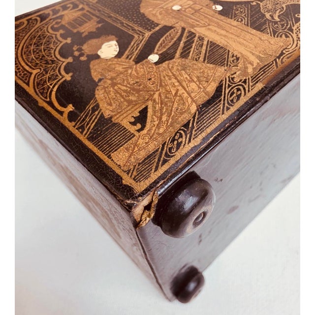 Antique Meiji Period Japanned Letter Holder,Chinoiserie For Sale - Image 11 of 18