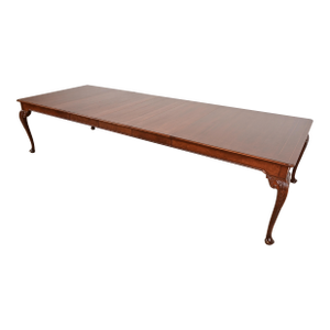 Baker Furniture Stately Homes Chippendale Burled Walnut Extension Dining Table, Newly Refinished