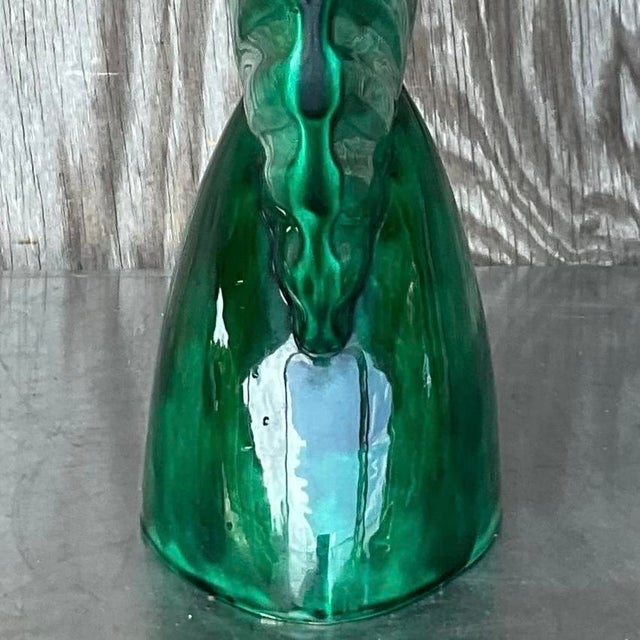 Mid 20th Century Vintage Glazed Ceramic Gladiola Vase For Sale - Image 12 of 13
