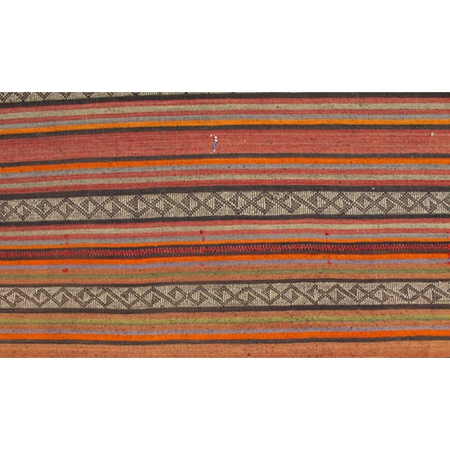 Very Long Kilim Vintage Runner With Vertical Stripe and Geometric Pattern For Sale - Image 4 of 7