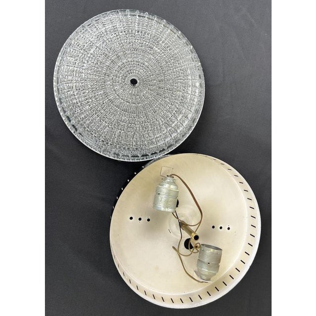 Vintage French Patterned Glass Flush Mount For Sale - Image 15 of 16