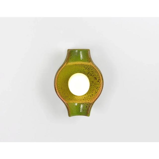 Green Ceramic Sputnik Wall Light attributed to Cari Zalloni, Germany, 1970s For Sale - Image 4 of 6