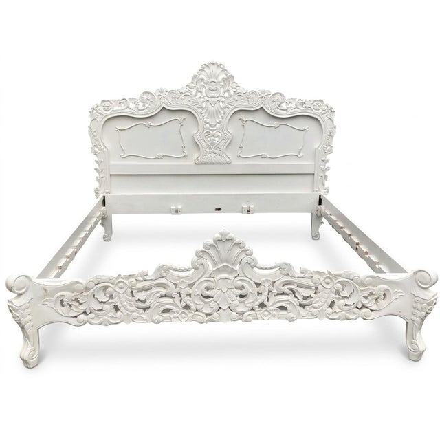 Wood French Rococo Solid Mahogany King Bed Frame For Sale - Image 7 of 9