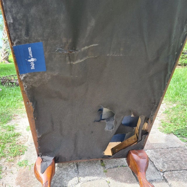 1990s Ralph Lauren Scroll Arm Metallic Leather Clawfoot Kings Bench by Henredon Chaise For Sale - Image 9 of 12